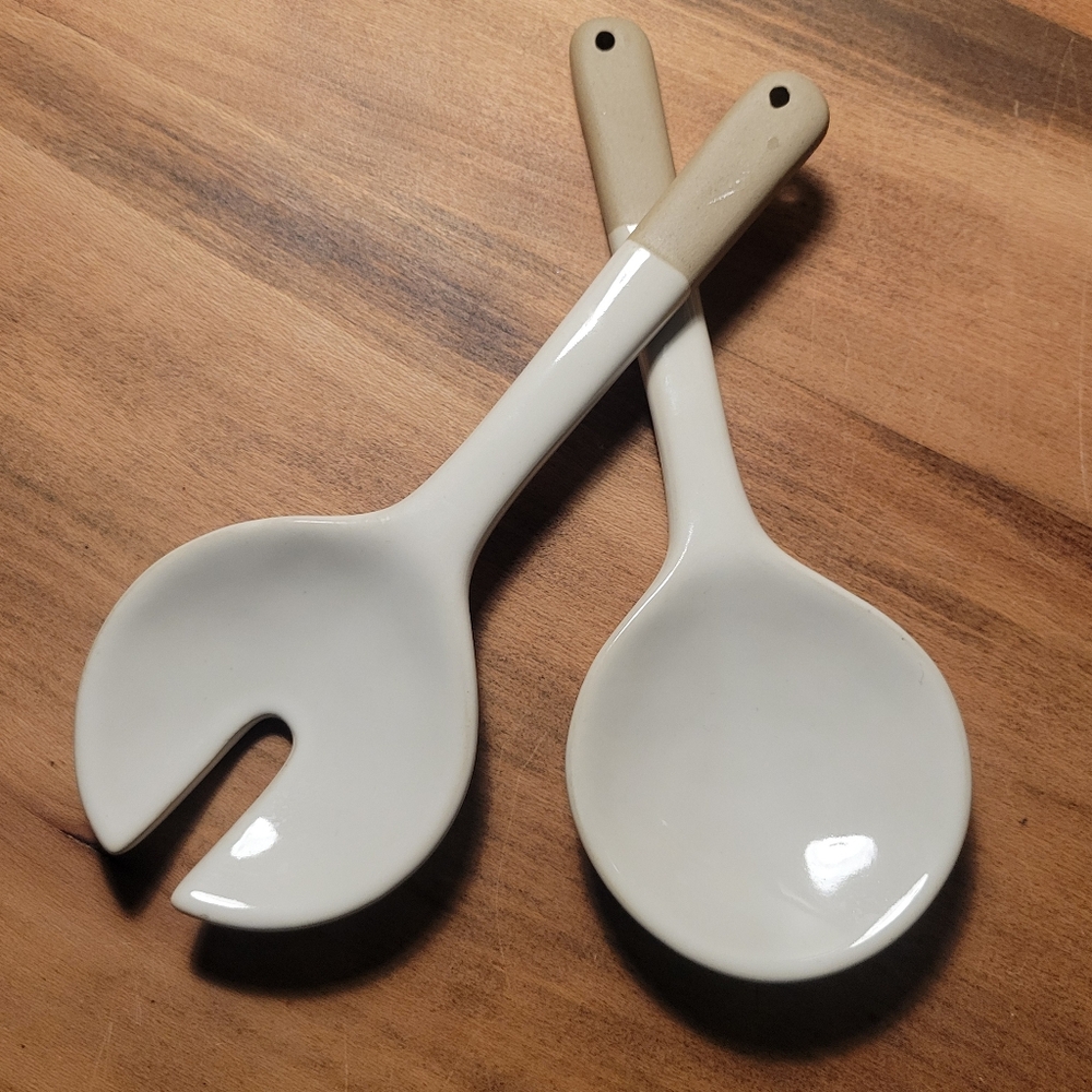 Magnolia Hearth And Hand Stoneware Salad Tongs Set 9"